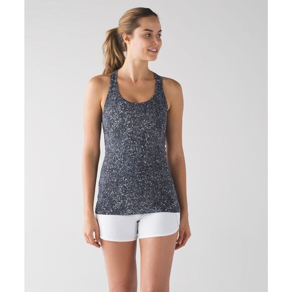lululemon athletica Tops - Lululemon Cool Racerback Tank Top in Mini Splatter Print White Black size 4